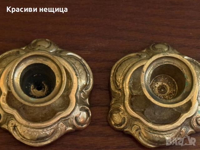 Чифт месингови свещници, снимка 5 - Други ценни предмети - 53062427