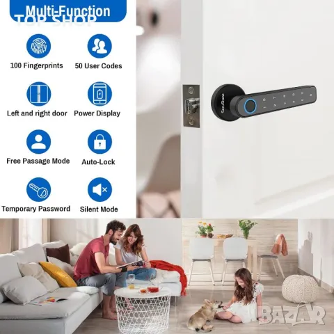 Смарт Брава пръстов отпечатък Secustone, интелигентно заключване, заключване на врата без ключ, инте, снимка 3 - Входни врати - 48831771