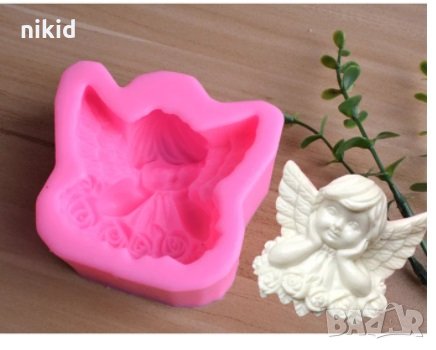 Ангел подпрян на рози дълбок силиконов молд форма фондан шоколад гипс свещ сапун, снимка 1 - Форми - 32714153