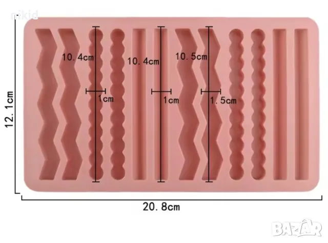 Зиг Заг дълги ленти наниз силиконов молд форма фондан шоколад декор гипс, снимка 3 - Форми - 49704245