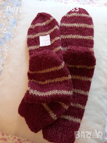 Ръчно плетени мъжки чорапи от вълна, размер 43