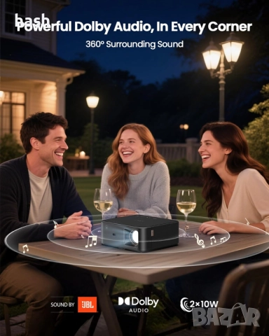 Видео проектор Yaber K2 800 ANSI Lumens 1080P Full HD WiFi6 Bluetooth, видео 4K Вграден TV Dongle с , снимка 6 - Телевизори - 52182462