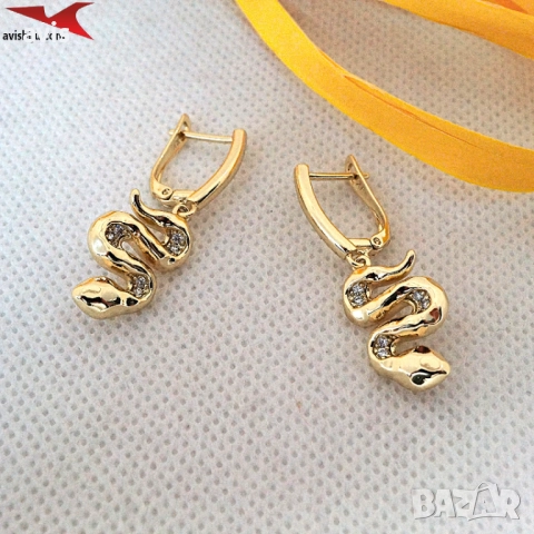 Обеци с 14К златно покритие 2141836