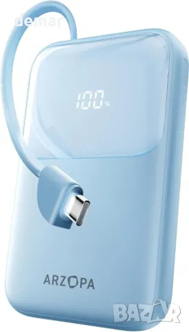 Преносима външна батерия ARZOPA 10000mAh, бързо зареждане 22.5W, вграден USB-C