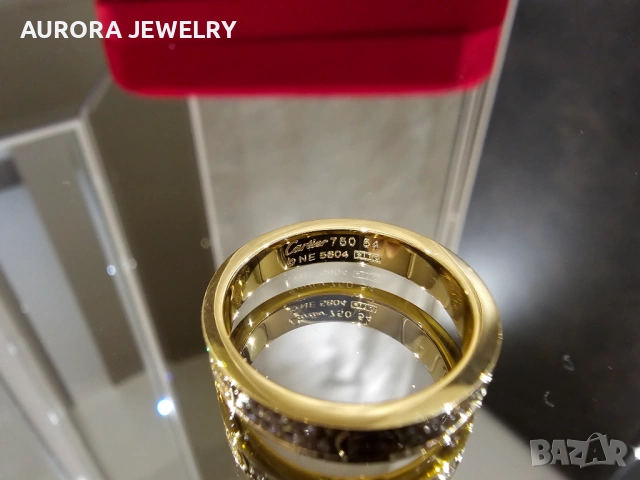 CARTIER Love Band Gold Paved Diamonds Пръстен, снимка 6 - Пръстени - 53054233