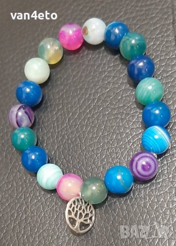 Гривна от естествени камъни Ахат с Дървото на живота