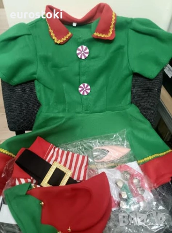 Детски коледен костюм на Елф Raveparty, от 7 части, карнавален костюм на Коледен Елф за момичета , снимка 8 - Детски комплекти - 52567647