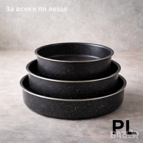 Промо комплект – 5 бр. черни емайлирани тенджери + 3 бр. дълбоки черни тави Rosberg Код P1753