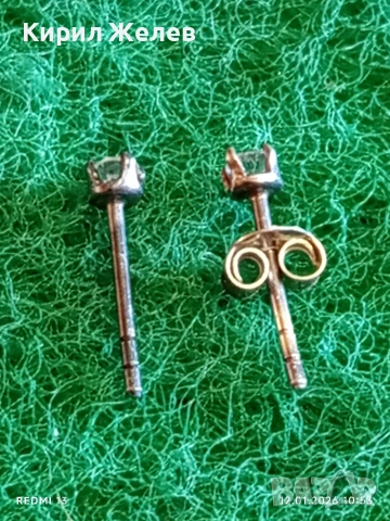 Сребърни обеци с инкростация на кристали много красиви нежни 52755, снимка 6 - Обеци - 53070148