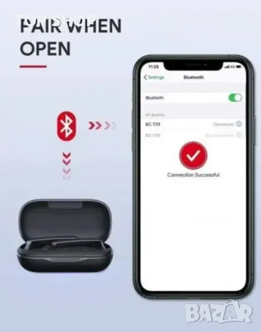 Слушалки BC Master BC-T03 True Wireless Earbuds - черни, снимка 2 - Bluetooth слушалки - 48831935