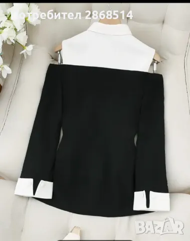 Нов шикозен блейзер с открити рамена, размер  L, снимка 4 - Палта, манта - 49946157