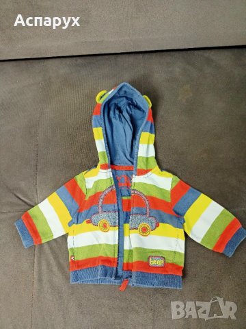 Бебешки суичър с цип и качулка с ушички. Марка TU  За деца 3-6 месеца., снимка 2 - Бебешки якета и елеци - 43244113