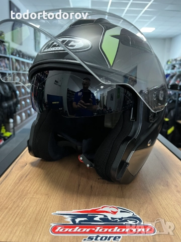 Скутер чопър мото каска HJC IS 22 V.2 ,L 59-60см. вградени очила, снимка 4 - Аксесоари и консумативи - 51923692