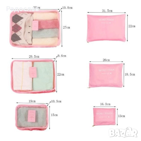 Комплект органайзер за багаж с 6 чанти за подреден и лесен транспорт, снимка 4 - Други стоки за дома - 52911180