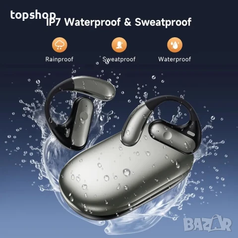 НОВИ Безжични слушалки YYK-Q28, Open Air Conduction, Ергономични, Автономия 10h, Черни, снимка 4 - Bluetooth слушалки - 50555745