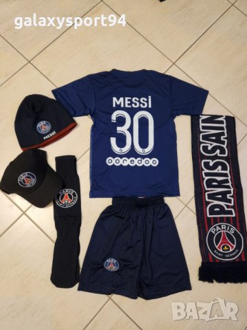    МБАПЕ ПСЖ Шапка + Тениска и шорти 2023 Комплект Детско от 4 до 16г., снимка 4 - Футбол - 38686764