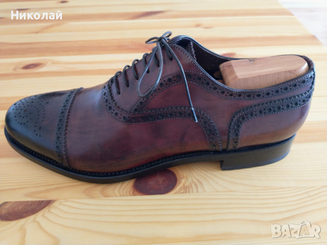 Santoni Oxford Brogue Goodyear + подарък, снимка 4 - Официални обувки - 36499461
