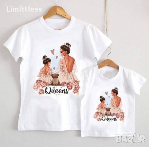 Тениски комплект за майка и дете Мама и аз еднакви, снимка 12 - Бодита за бебе - 33218446