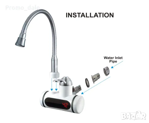 Нагревател за вода 3000W, проточен бойлер с твърд чучур с душ слушалка, снимка 4 - Бойлери - 47723543