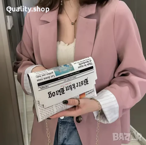 Чанта с дизайн на вестник, снимка 3 - Чанти - 50940609