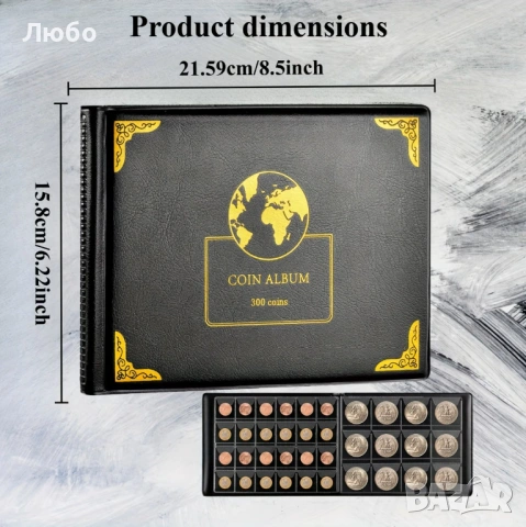 Чисто нов класьор / албум за монети – 300 джоба (30 мм и 38 мм), снимка 2 - Нумизматика и бонистика - 53357021