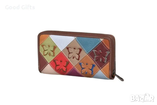 Елегантно Дамско портмоне от естествена кожа, Пеперуди, снимка 2 - Портфейли, портмонета - 49169591