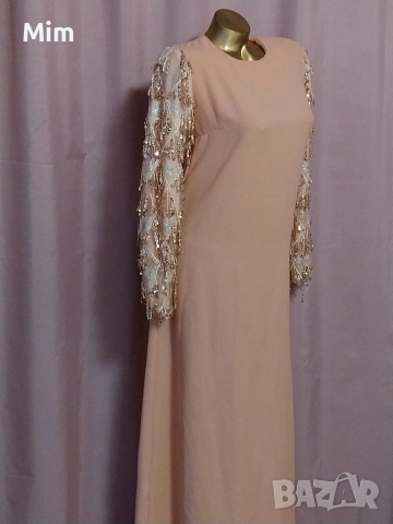 FEYZA S Дълга свободна рокля с дълъг ръкав с пайети , снимка 4 - Рокли - 52580341
