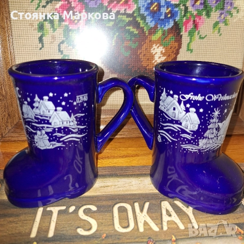 Керамични Коледни чаши-ботуши от Германия, снимка 2 - Коледни подаръци - 52481083