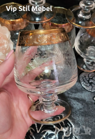 Чаши Murano Medici със златни кантове , снимка 4 - Чаши - 52499949