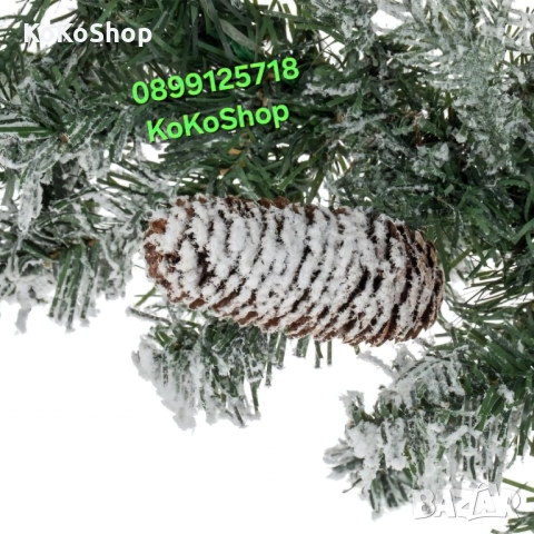Коледен гирлянд със заснежени клонки и шишарки-270 см., снимка 2 - Декорация за дома - 52243337