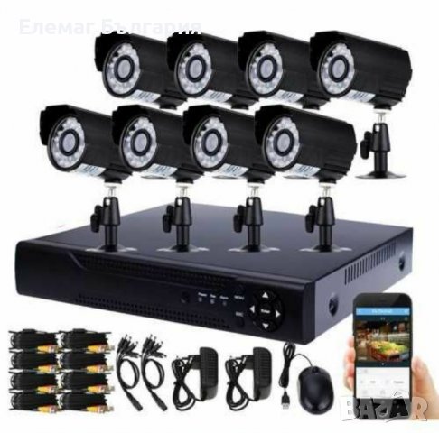 Комплект 8 броя камери видеонаблюдение FULL HD, снимка 1 - Комплекти за видеонаблюдение - 39810757