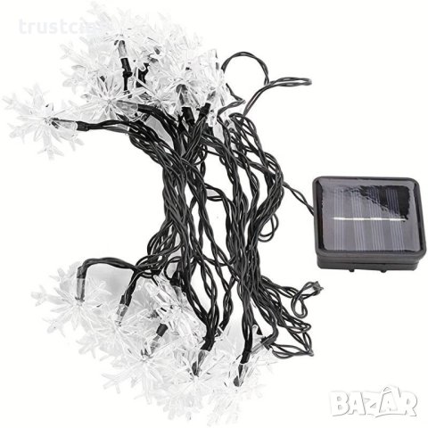 Многоцветни коледни LED лампички във формата на снежинки 5м соларни, снимка 4 - Лед осветление - 43107773