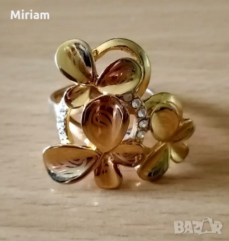 Разкошен пръстен от 14к попълнено злато с цирконии 20 лв., снимка 4 - Пръстени - 28152289