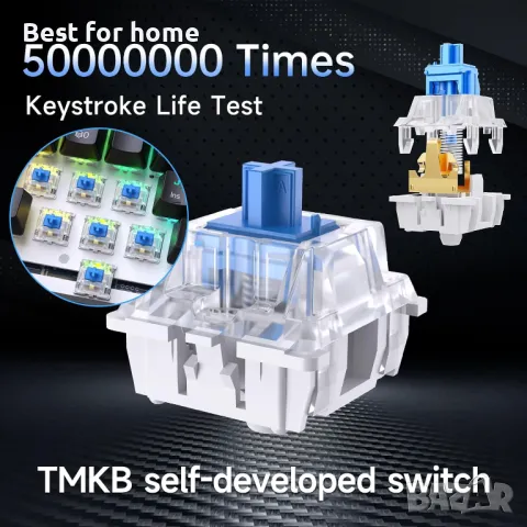 TMKB T63 механична клавиатура с Blue Switch, Bluetooth / 2.4G, снимка 5 - Клавиатури и мишки - 47819194
