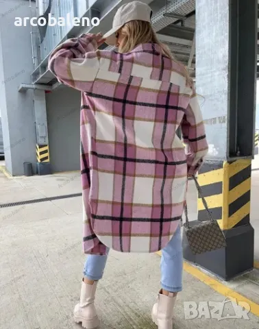 Дамско преходно едноредно карирано сако с дълъг ръкав, 3цвята , снимка 4 - Сака - 48684897