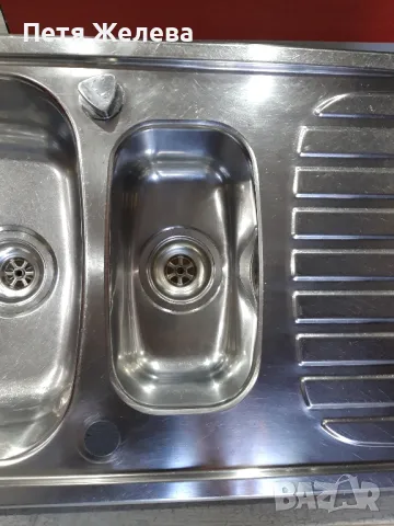 Двойна емайлирана мивка със сифон  97,7/48см, снимка 7 - Мивки - 50280277