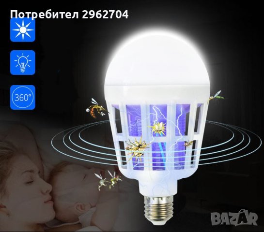 LED крушка против комари с адаптор за стена, снимка 11 - Други - 40824762