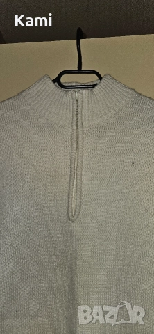 Бежов мъжки пуловер, L размер , снимка 3 - Пуловери - 52921946