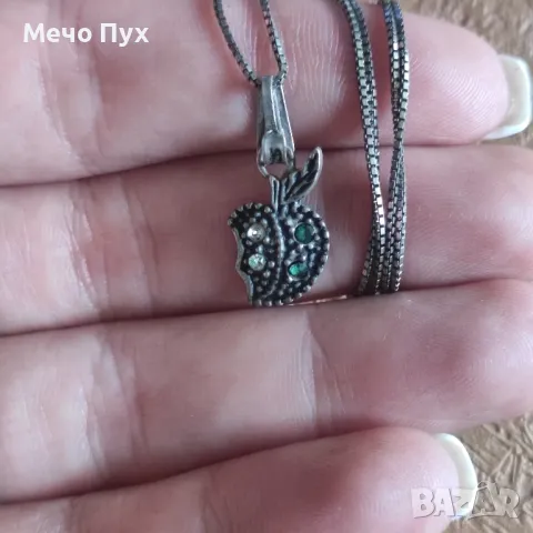 Сребърен синджир с висулка Ябълка (314), снимка 7 - Колиета, медальони, синджири - 48835204