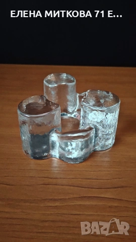 Масивен свещник от кристално стъкло сякаш изваян от лед, снимка 2 - Декорация за дома - 52819041