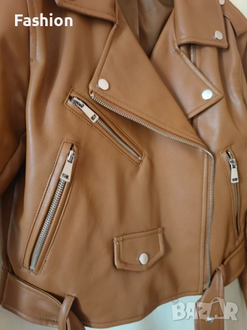 Кожено яке Stradivarius, снимка 3 - Якета - 53201738