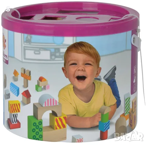 Дървен комплект Eichhorn - Цветни блокчета. с десен