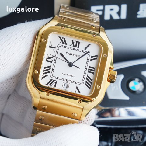 Мъжки часовник Cartier Santos de Cartier Gold с автоматичен механизъм, снимка 2 - Мъжки - 43515507