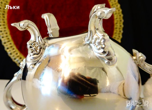  Красива посребрена бронзова захарница. , снимка 5 - Антикварни и старинни предмети - 38068350