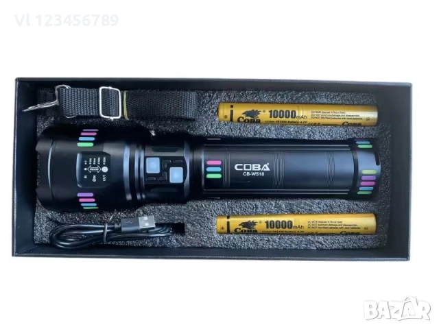 Прожектор COBA CB-W518 –светлинен  лъч до 3 км , 150 000 лумена, 3000M, снимка 5 - Къмпинг осветление - 53435194