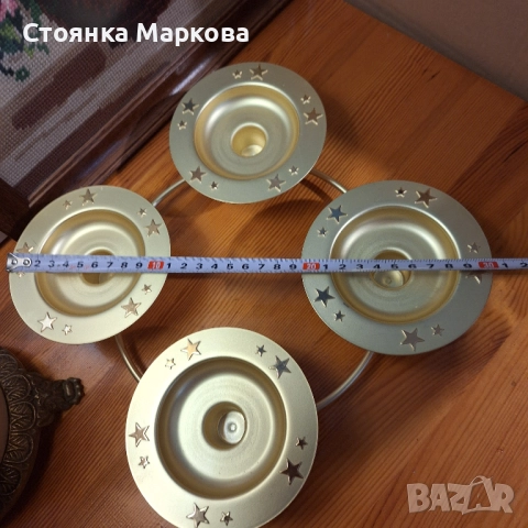 Нов метален свещник за 4 свещи, снимка 4 - Декорация за дома - 52481142