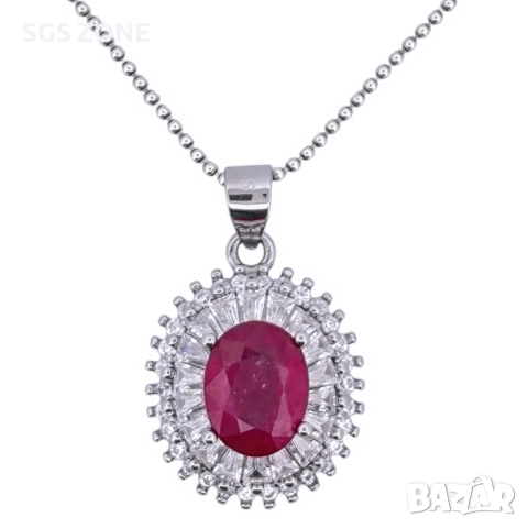 сребърни обеци с рубин, снимка 5 - Обеци - 51760016