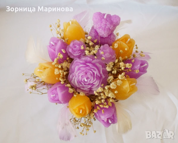 Ароматни букети от свещи, ръчна изработка , снимка 9 - Декорация за дома - 50673775