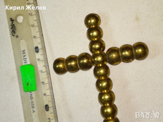 Стар СТИЛЕН МАСИВЕН МЕСИНГОВ НАСТОЛЕН КРЪСТ МНОГО КРАСИВ ТЕЖЪК За ДОМА / КОЛЕКЦИЯ 42646, снимка 12 - Декорация за дома - 43827875