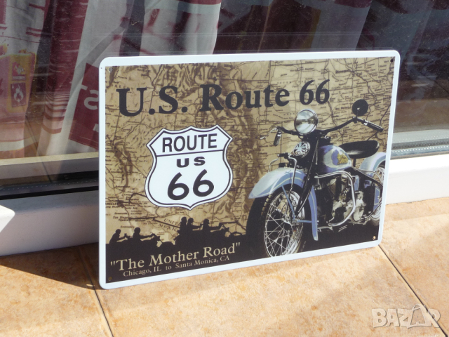 Метална табела мотор U.S. Route 66 Indian каране свободно, снимка 2 - Декорация за дома - 44875218